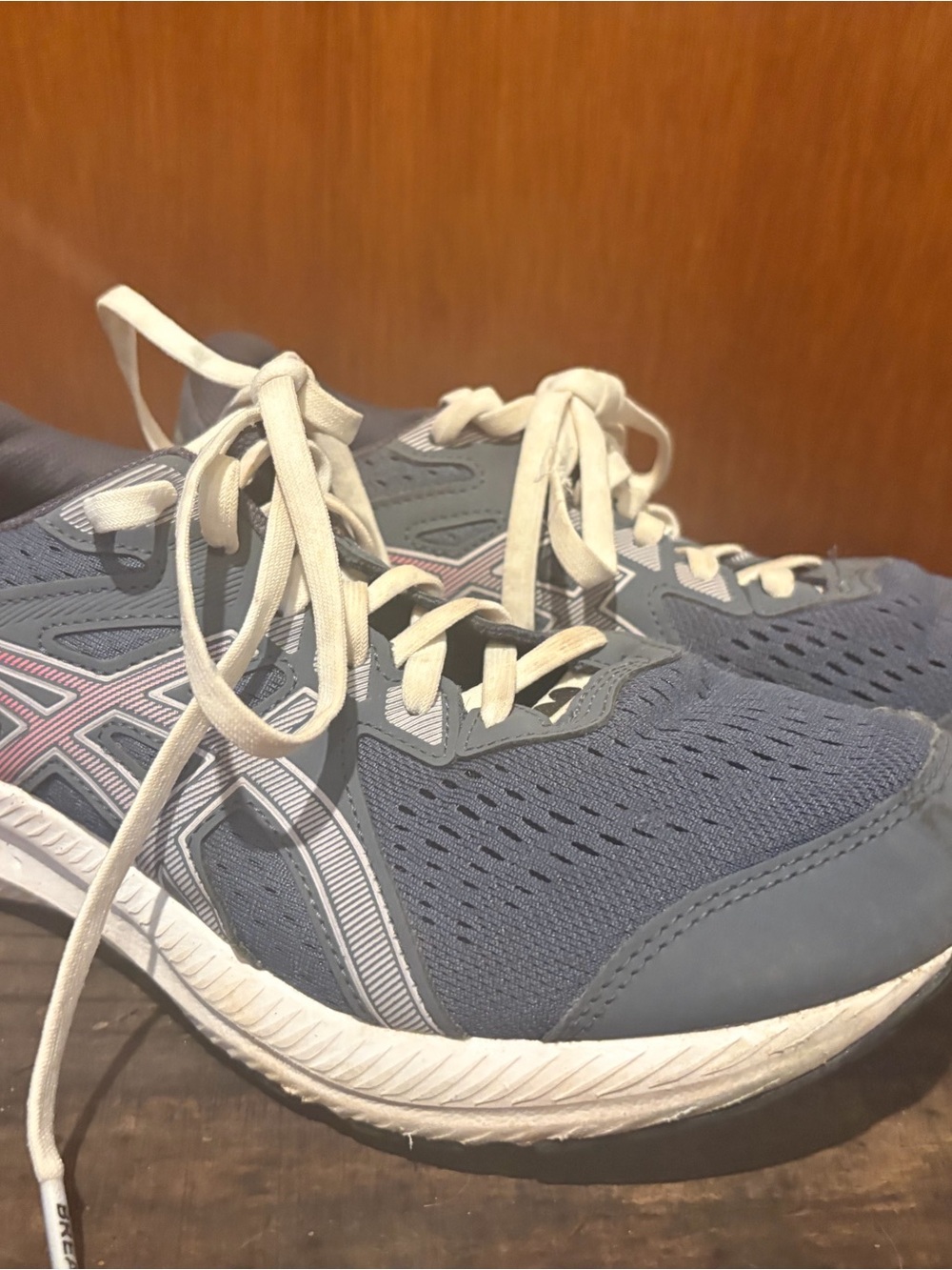 Asics Slate Blue Athletic Sneakers with Cream Laces
